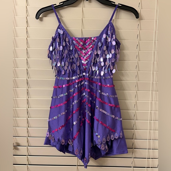 Glamour Other - Glamour Costume Dance 2-Piece Sequin Purple Costume Adult Small Tank Top/Shorts